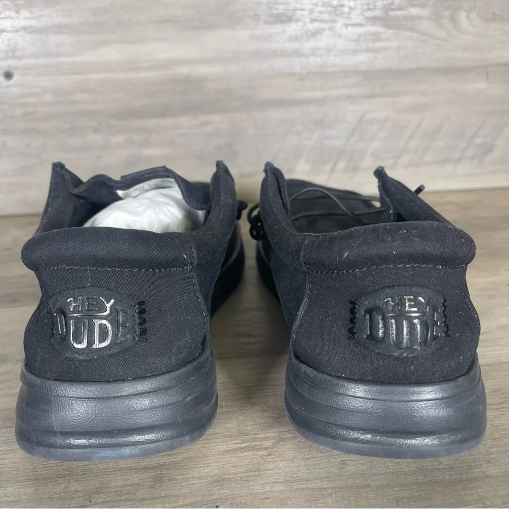 Hey Dude Wally X Mens 10 Triple Black Slip Resistant Work Wear Slip On‎ Shoes